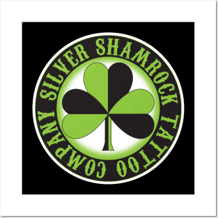 Silver Shamrock Tattoo Company Green Nautical Shamrock Logo Posters and Art